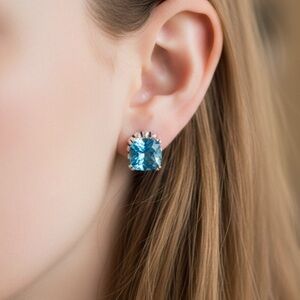 Lagos Faceted Blue Topaz Sterling Silver Stud Earrings